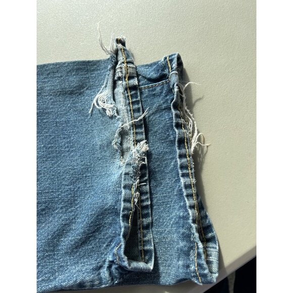 Paper Denim and Cloth Jeans Size 34 Denim Blue Distressed Fringe Hem Vintage - Picture 4 of 8
